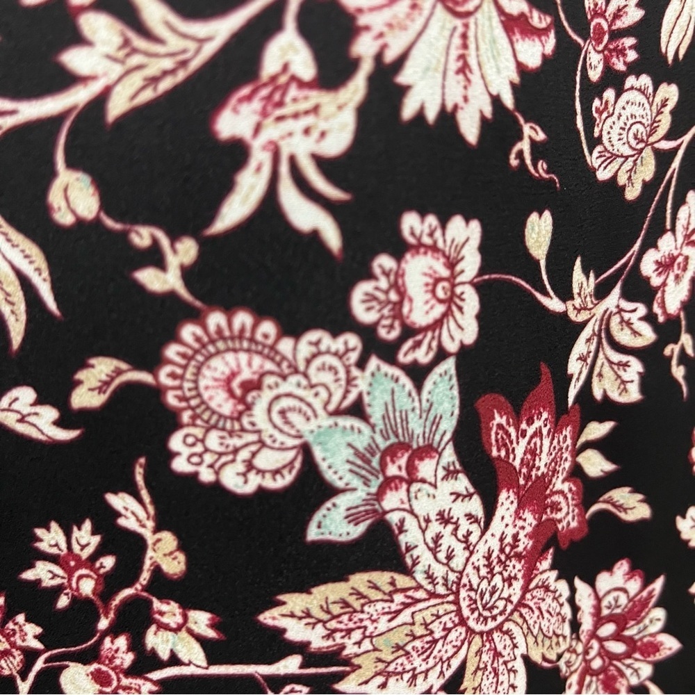 Express Black Floral Button Front Long Sleeve Blouse - Picture 6 of 7